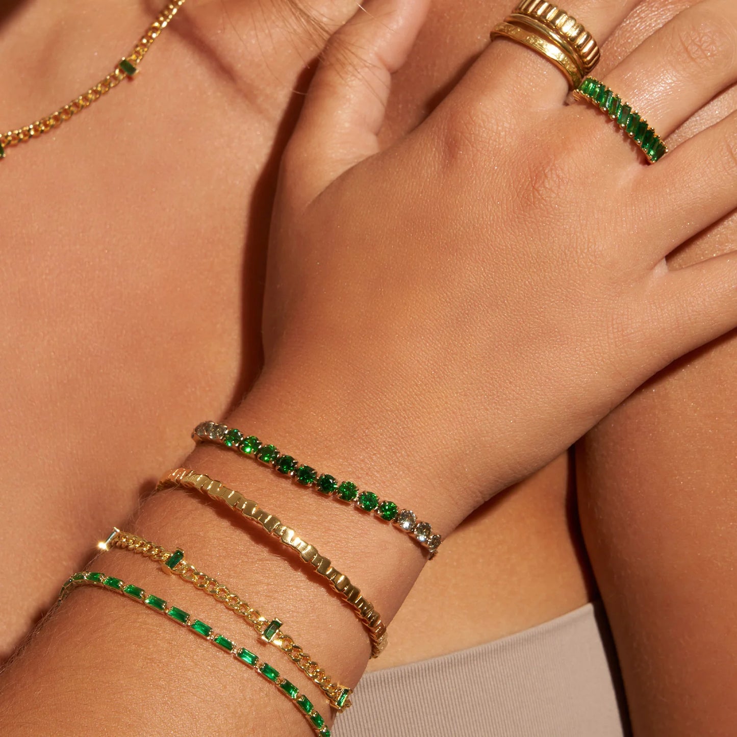 ZALIA GOLD BRACELET - EMERALD