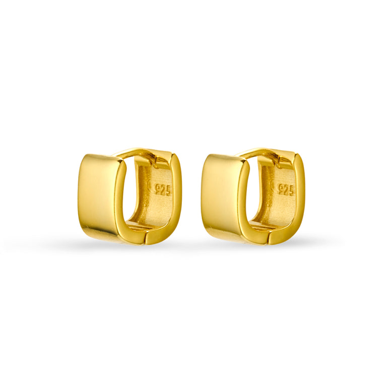 Benny - Gold plated Sterling silver mini chunky square hoop earrings