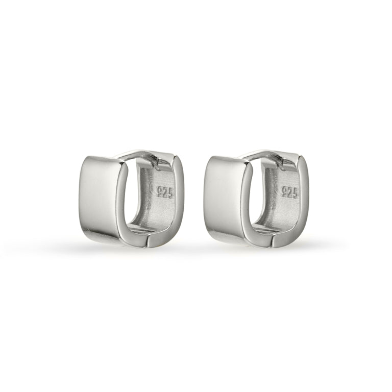 Benny - Sterling silver mini chunky square hoop earrings