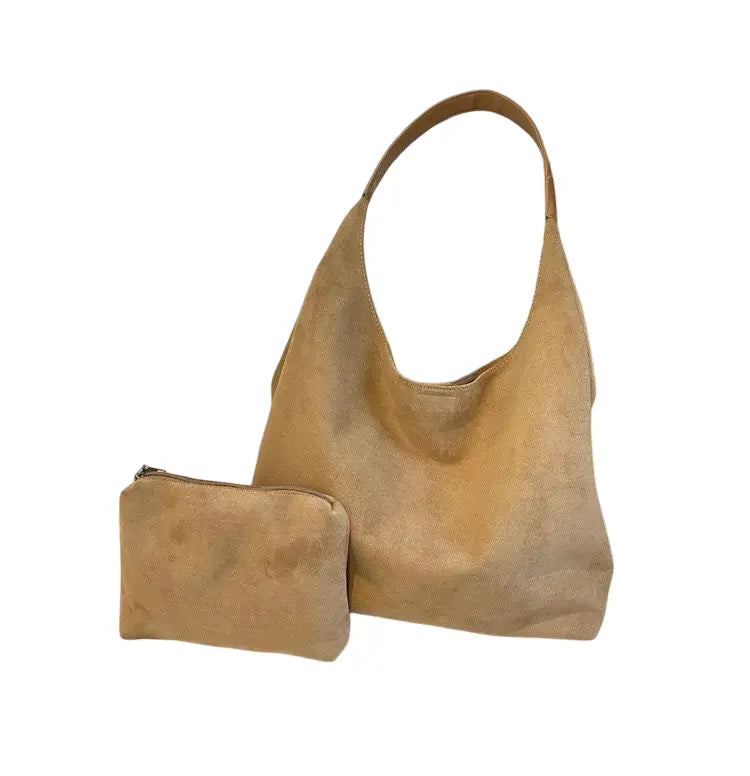 Nala Suede Shoulder bag in Camel with inner pouch