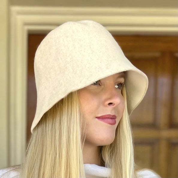 Boston Wool Cloche Hat- Off White