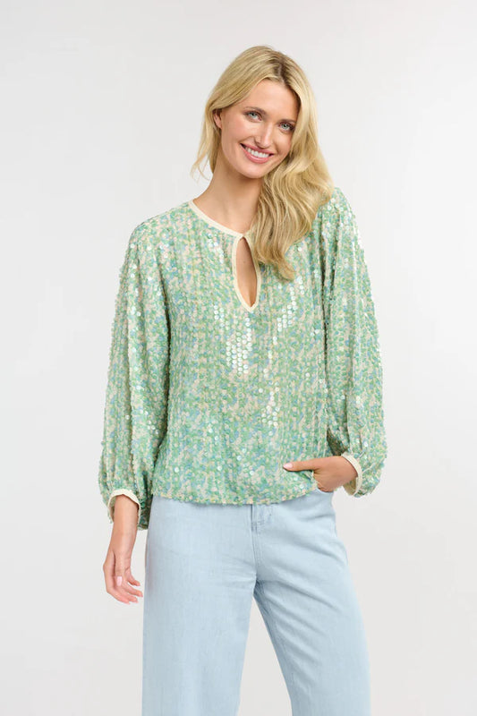 SWAN LAKE TOP GREEN/BLUE SEQUIN