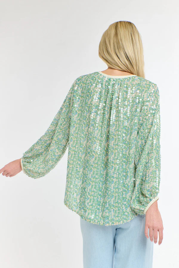 SWAN LAKE TOP GREEN/BLUE SEQUIN