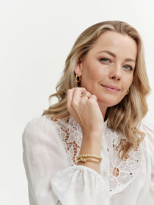 DAPHNE - Gold plate Textured Cuff Bangle