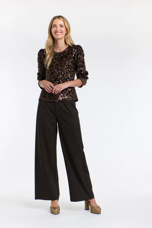 SYDNEY SEQUINS TOP - CHOCOLATE