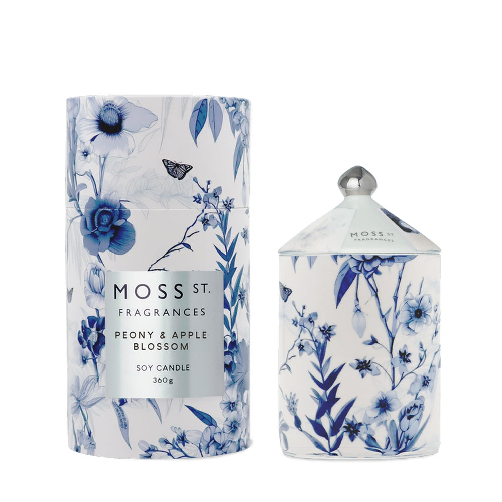 MOSS ST. Ceramic Large Candle 360g - Peony & Apple Blossom