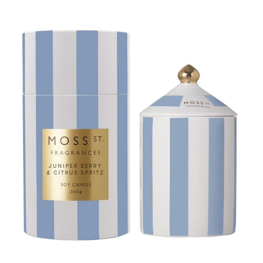 MOSS ST. Ceramic Large Candle 360g - Juniper Berry & Citrus