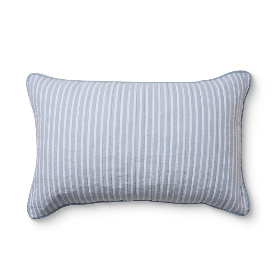 SINCLAIR BLUE STRIPE QUILTED PILLOW CASES SET OF 2