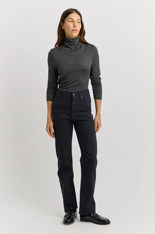 Turtle neck merino tee - Charcoal
