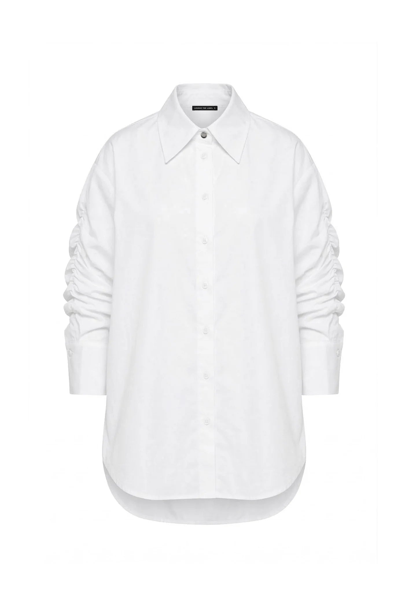 Crisp Cotton Rouched Detailed Long Sleeve Shirt Tellaro White by Lounge the Label