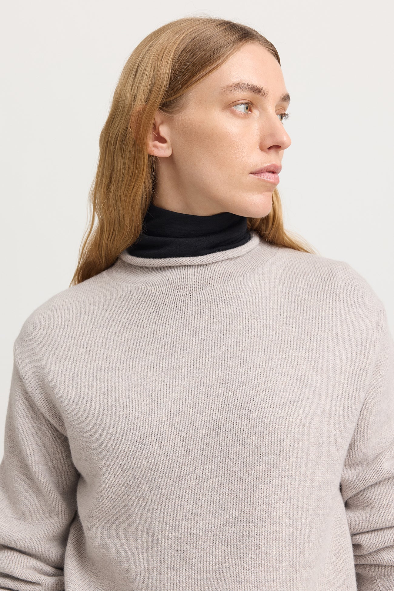 Relaxed fit jumper merino lambswool - Light Oat