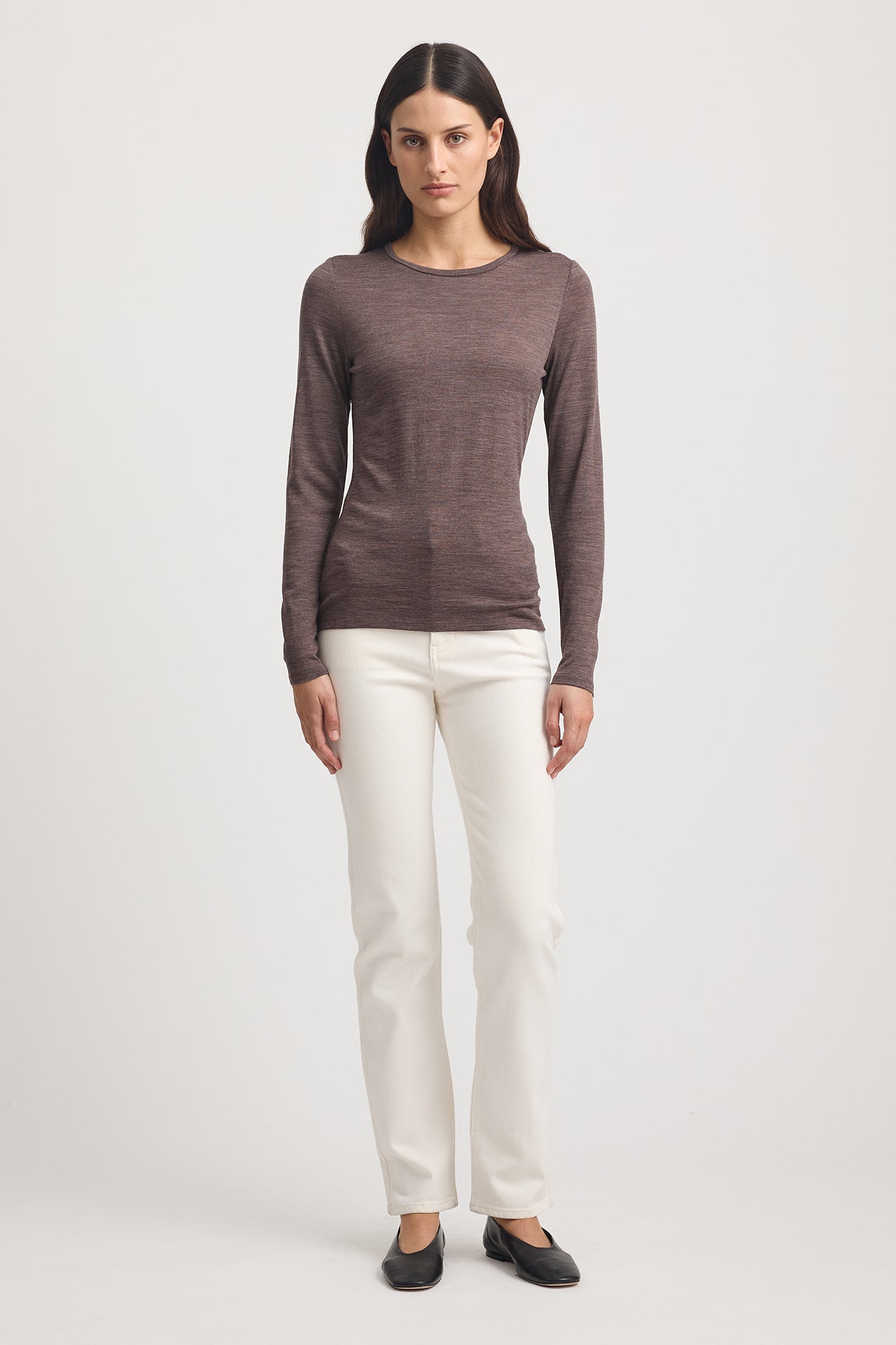Crew merino top - Mocha