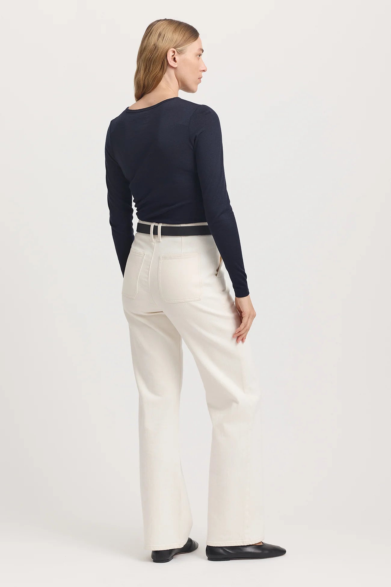 Crew merino tee - French Navy