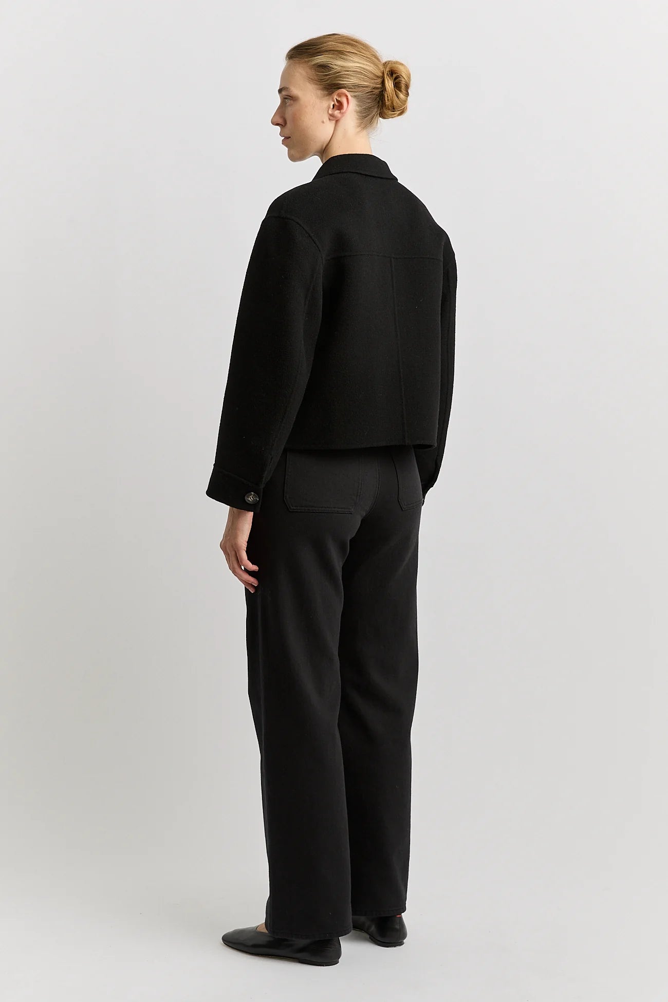 Button front wool jacket - Black