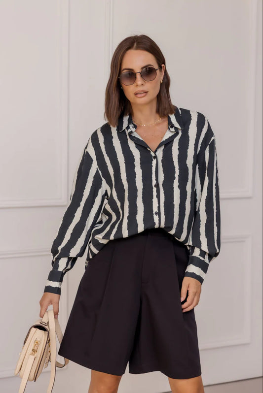 KRISTOS Shirt Navy Textured Stripe