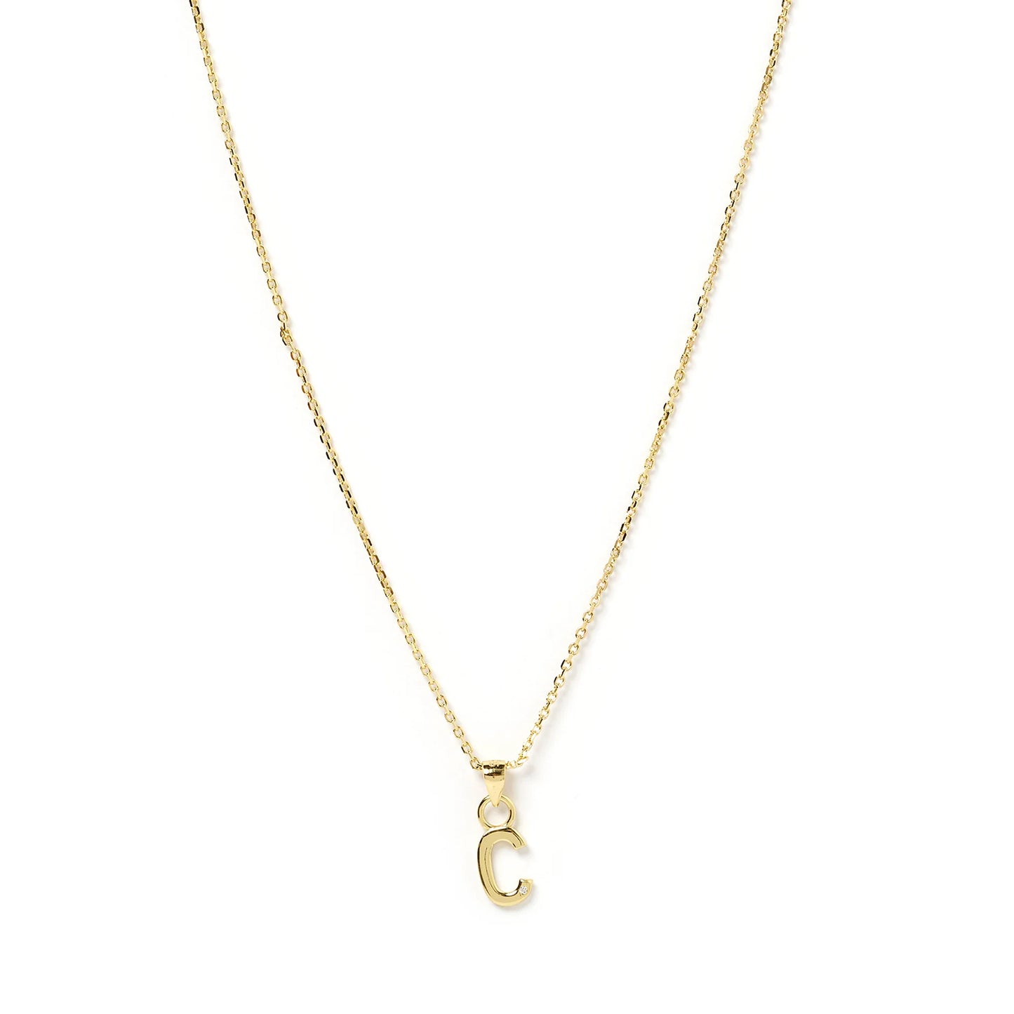 INITIAL GOLD CHARM NECKLACE - LETTER C