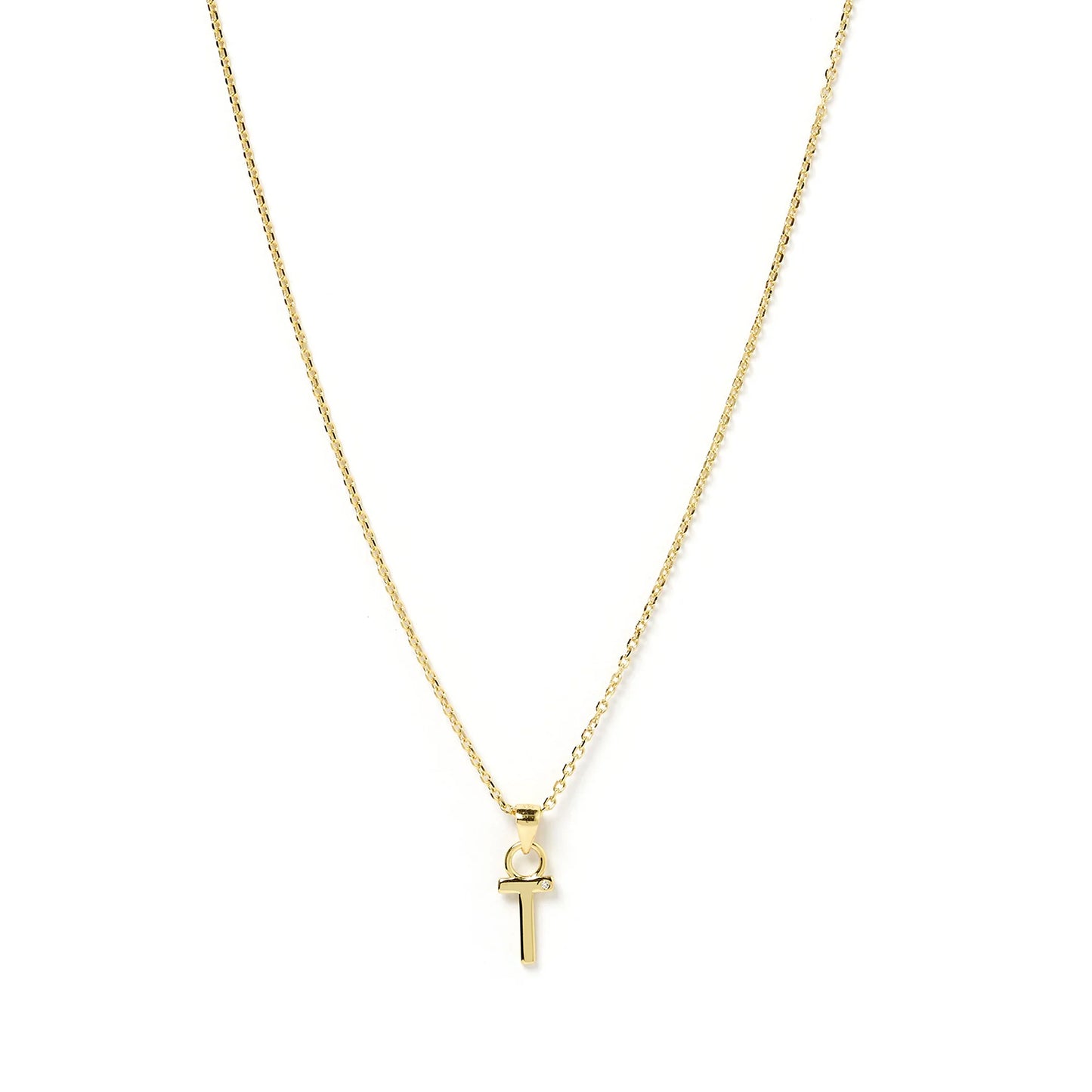 INITIAL GOLD CHARM NECKLACE - LETTER T