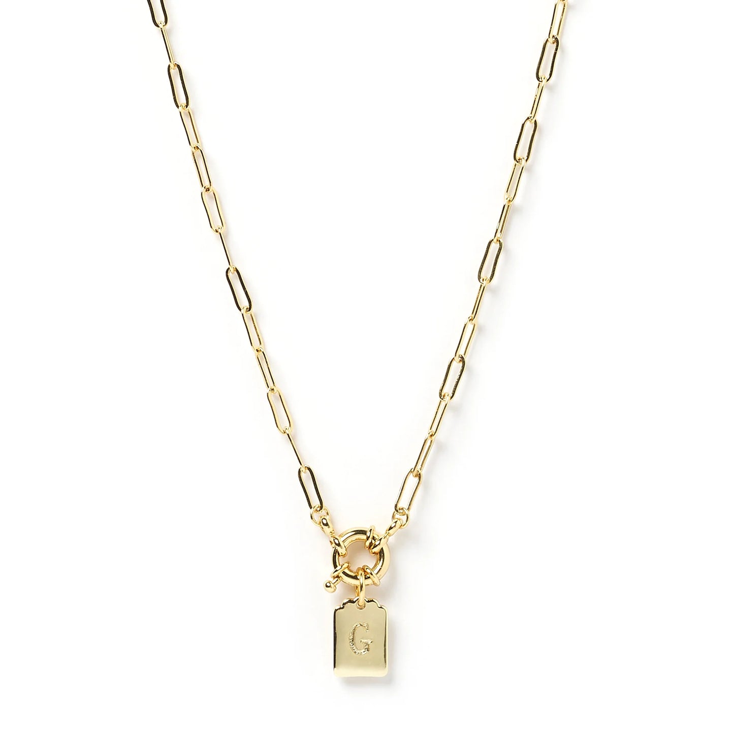 LETTER G GOLD TAG NECKLACE