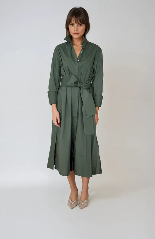 The Amelie Shirt Dress - Sage