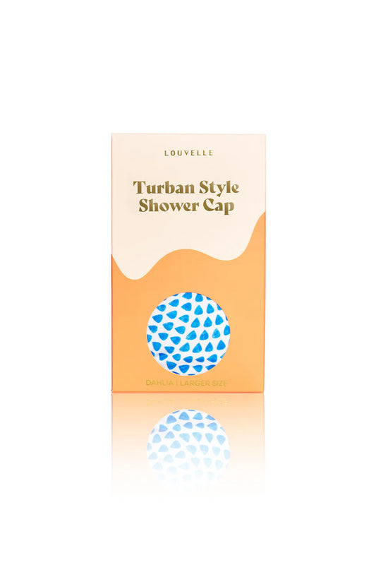Dahlia shower cap in Azurra Dot - Big Hair