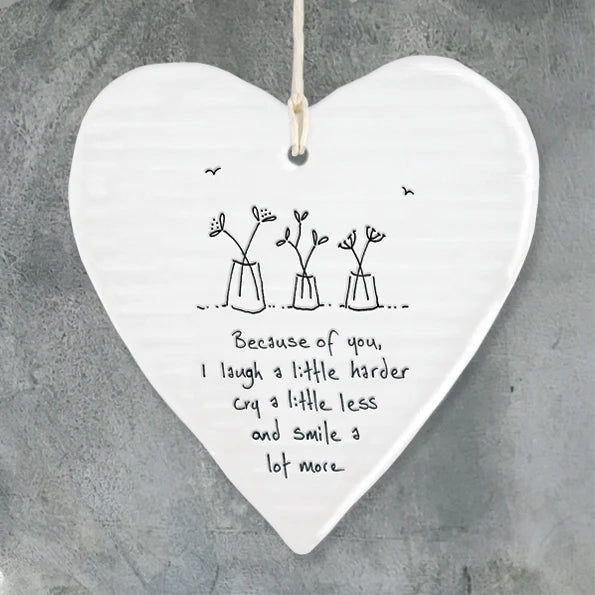 Wobbly Hanging Heart - Because of you
