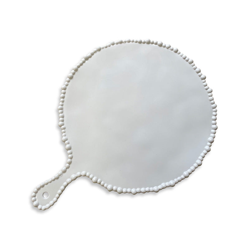 Pearl Platter Handle Round – white