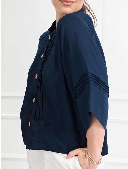 Harriet Linen Shacket Navy