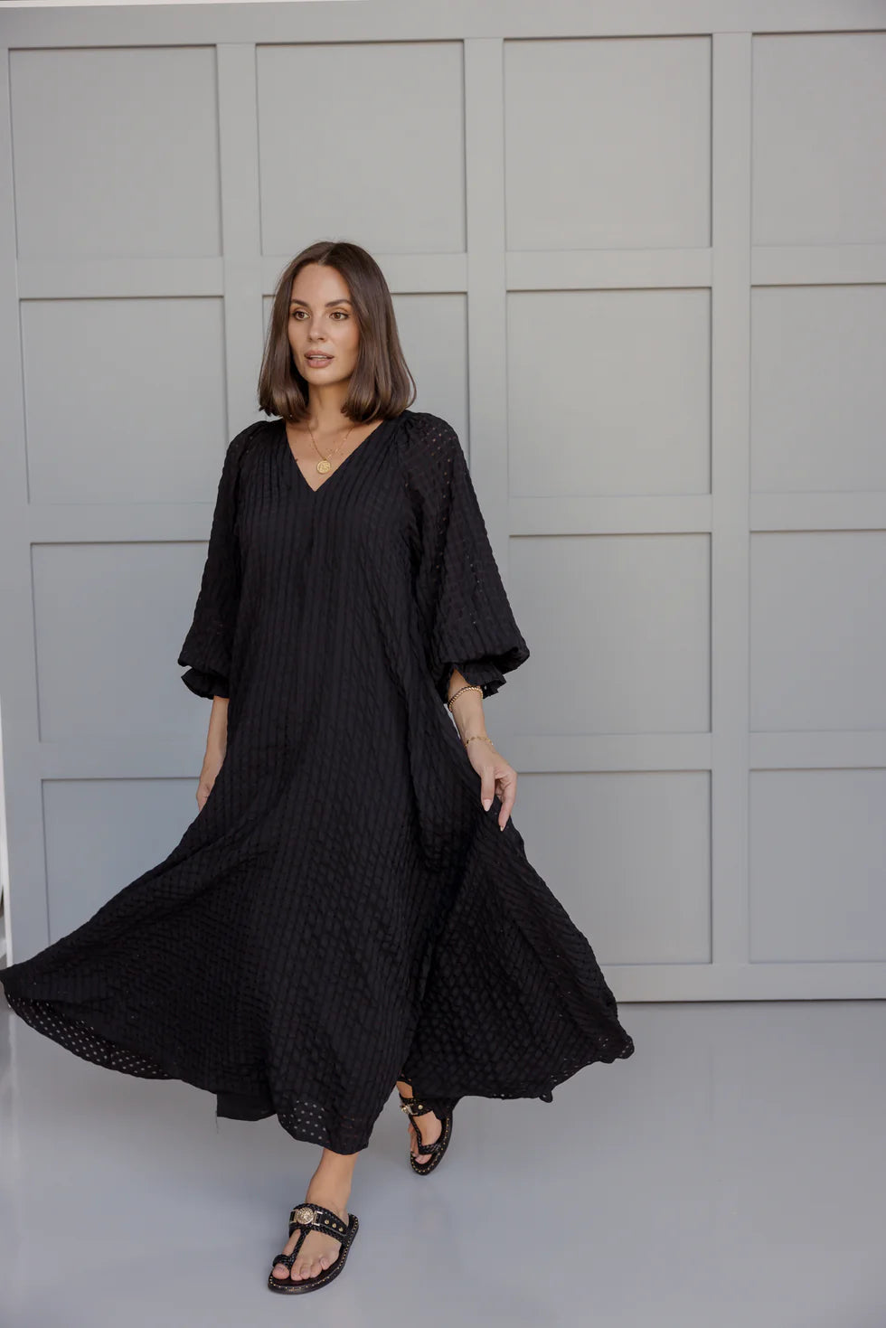MADERO Dress Black Chequer
