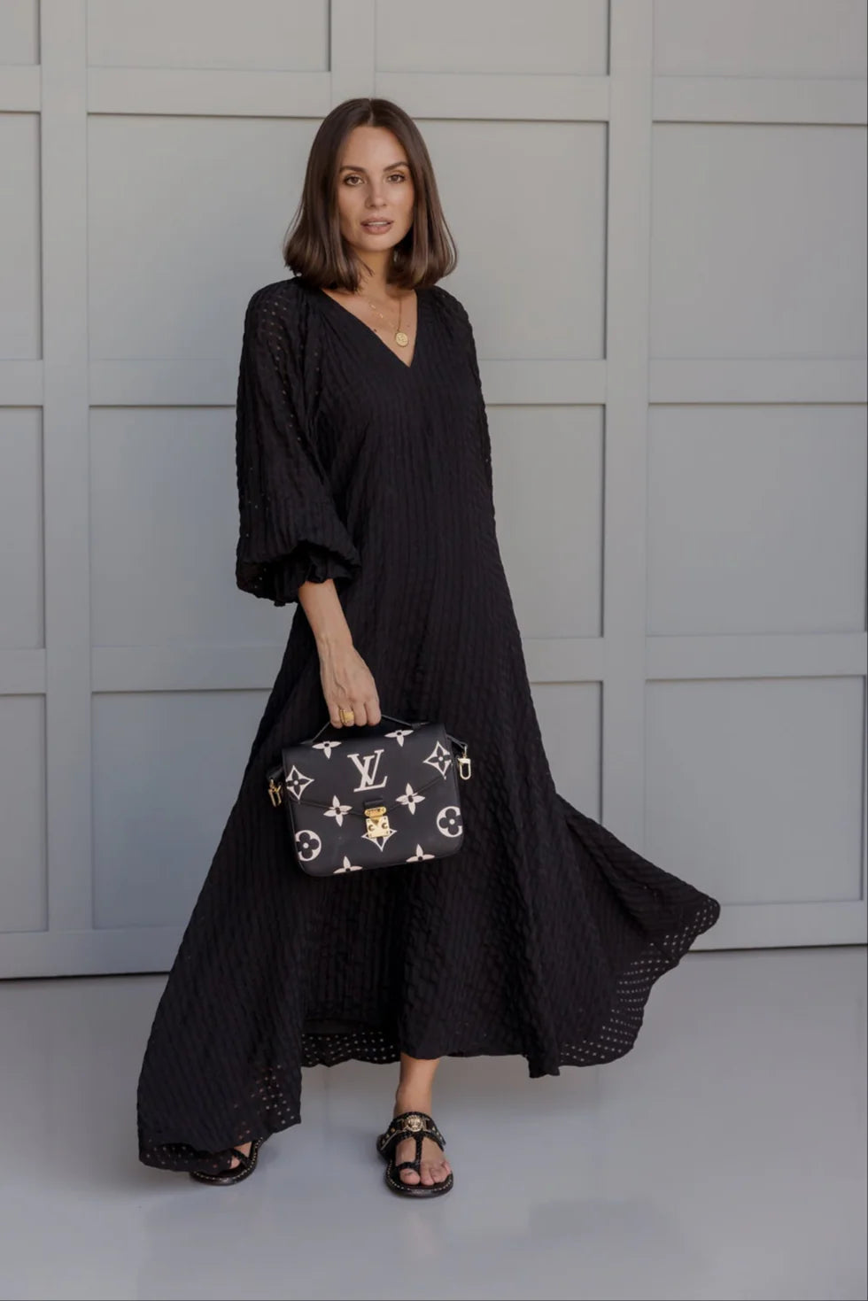 MADERO Dress Black Chequer