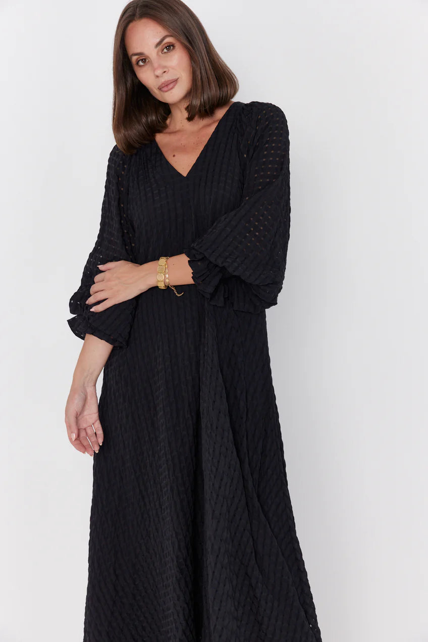 MADERO Dress Black Chequer