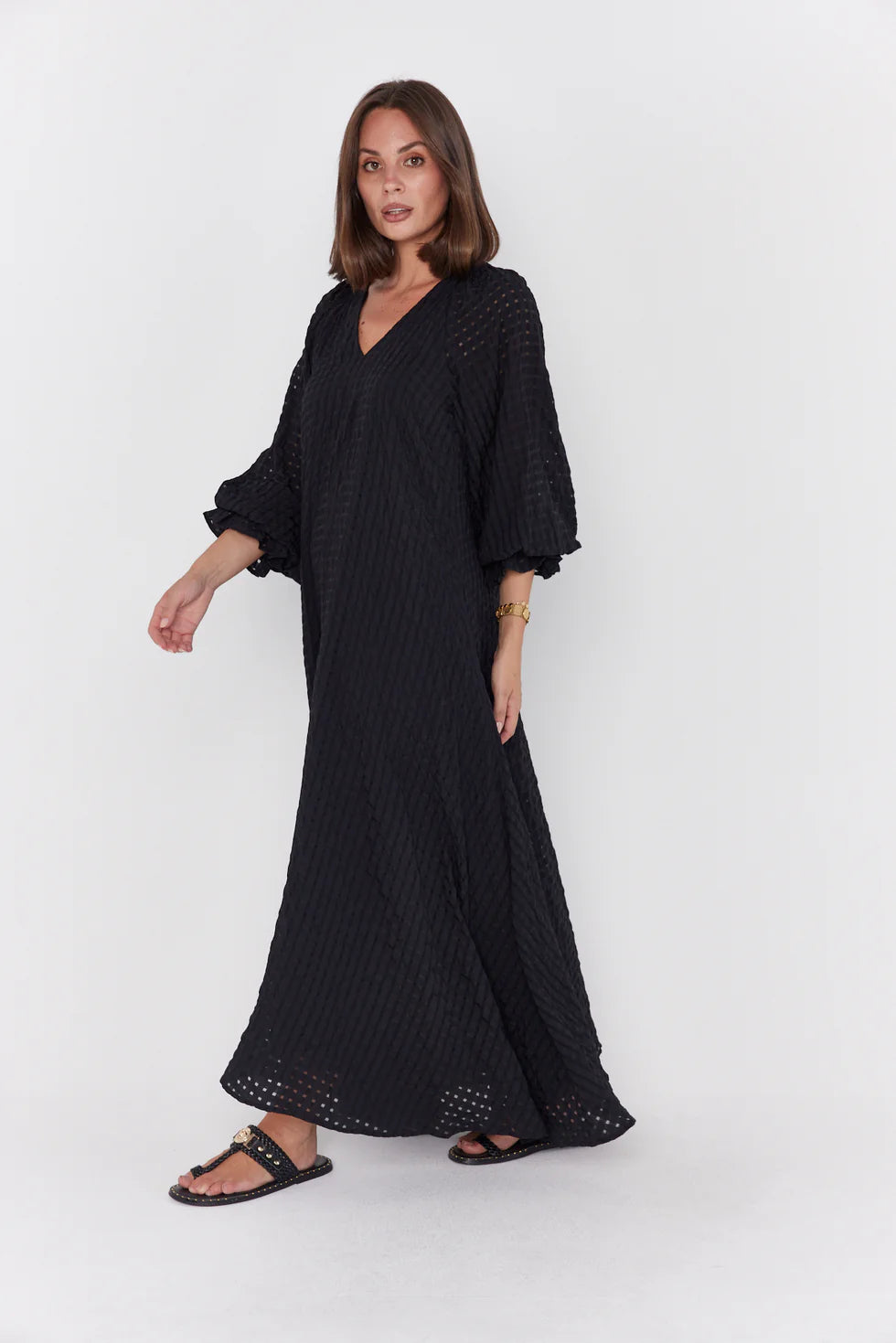 MADERO Dress Black Chequer