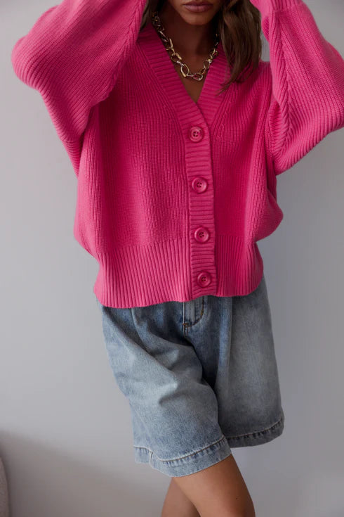 QUINCY Cardigan Hot Pink