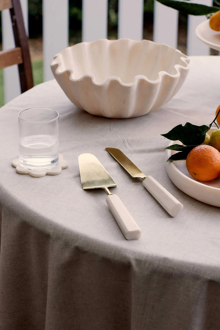 Aries Cream/Gold Cake Server Set
