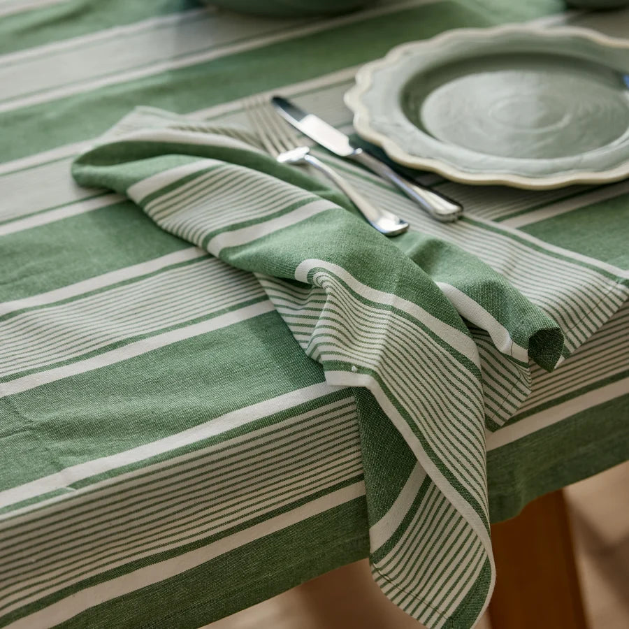AVERY SPRUCE GREEN STRIPE NAPKIN SET 4