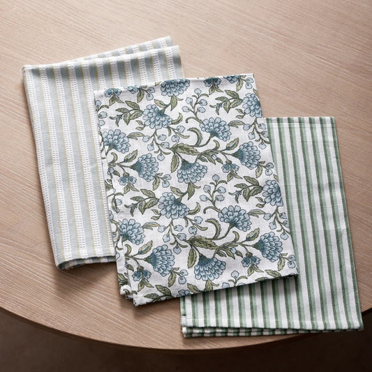 GEORGIA BLUE/GREEN TEATOWEL PACK 3