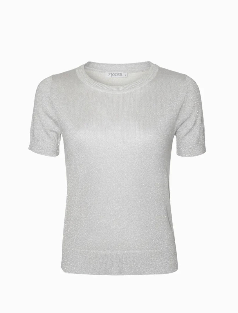 Melanie Short Sleeve Sparkle Knit Silver