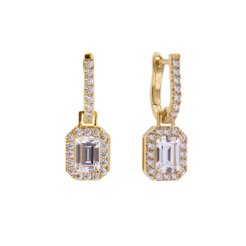 Paloma Gold Plated Emerald Cut Cubic Zirconia Dress Earrings