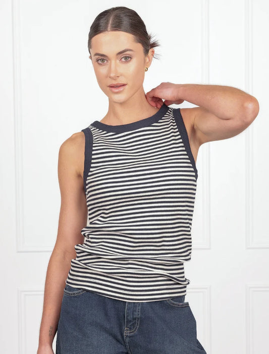Raven Stripe Tank Navy White
