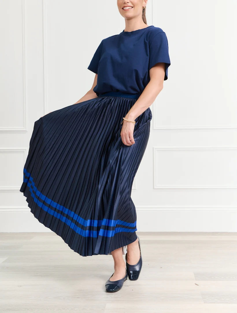 Royal Stripe Pleat Skirt