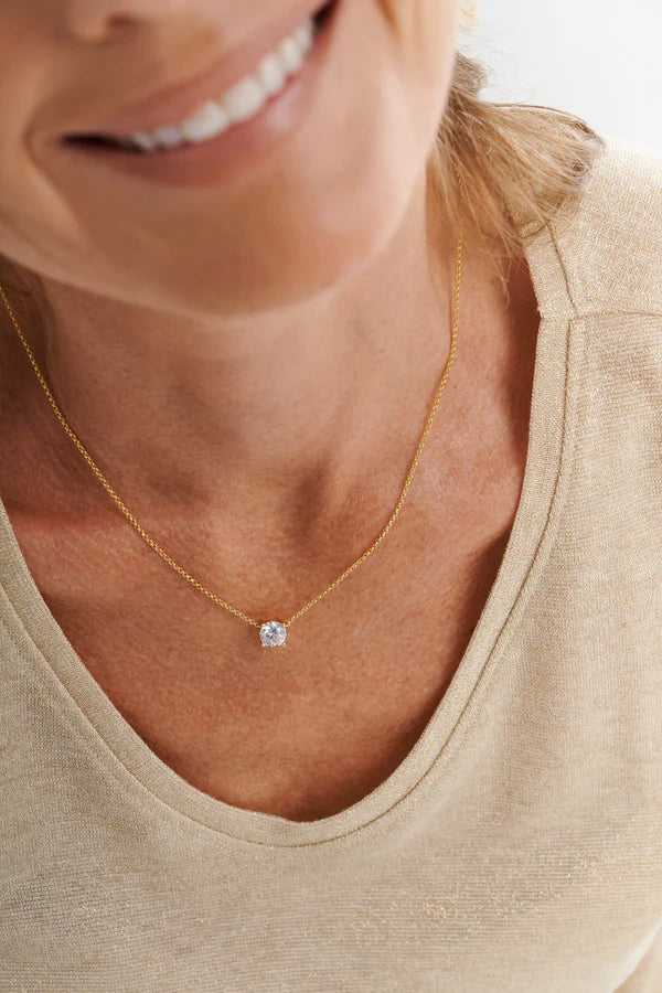 Sade Gold Plate Claw Set Cubic Zirconia Pendant