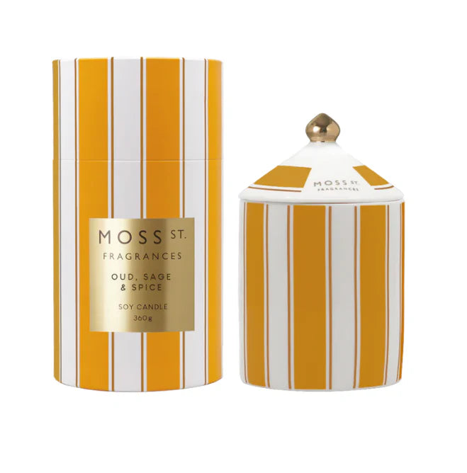 MOSS ST. Ceramic Large Candle 360g - Oud Sage & Spice