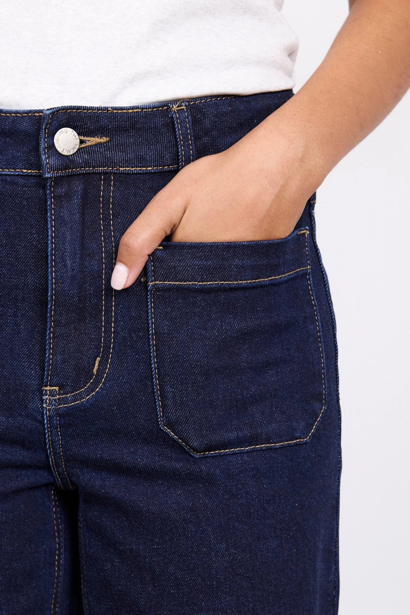 Zoey Indigo Petite High Rise Wide Leg Pocket Jean