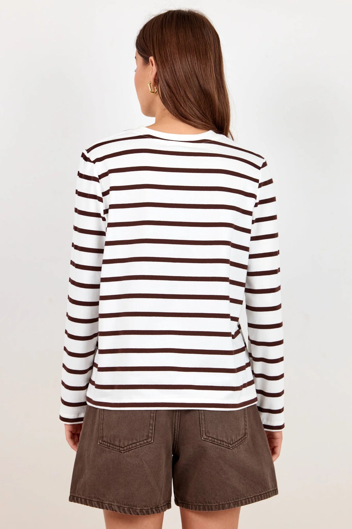 Tether Chocolate White Stripe LS Boxy Tee