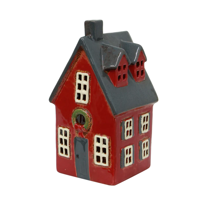 Alsace Tea Light Cottage Red with Wreath