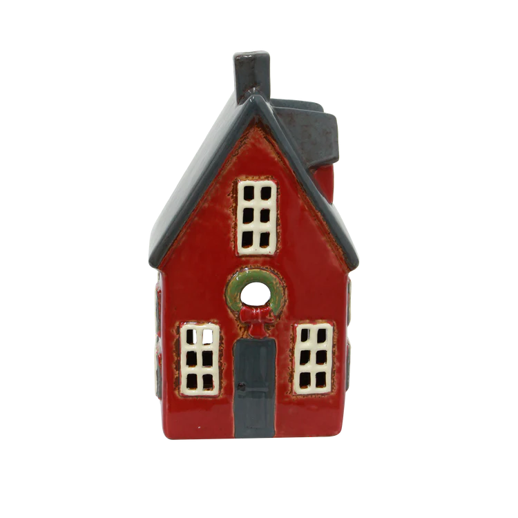 Alsace Tea Light Cottage Red with Wreath