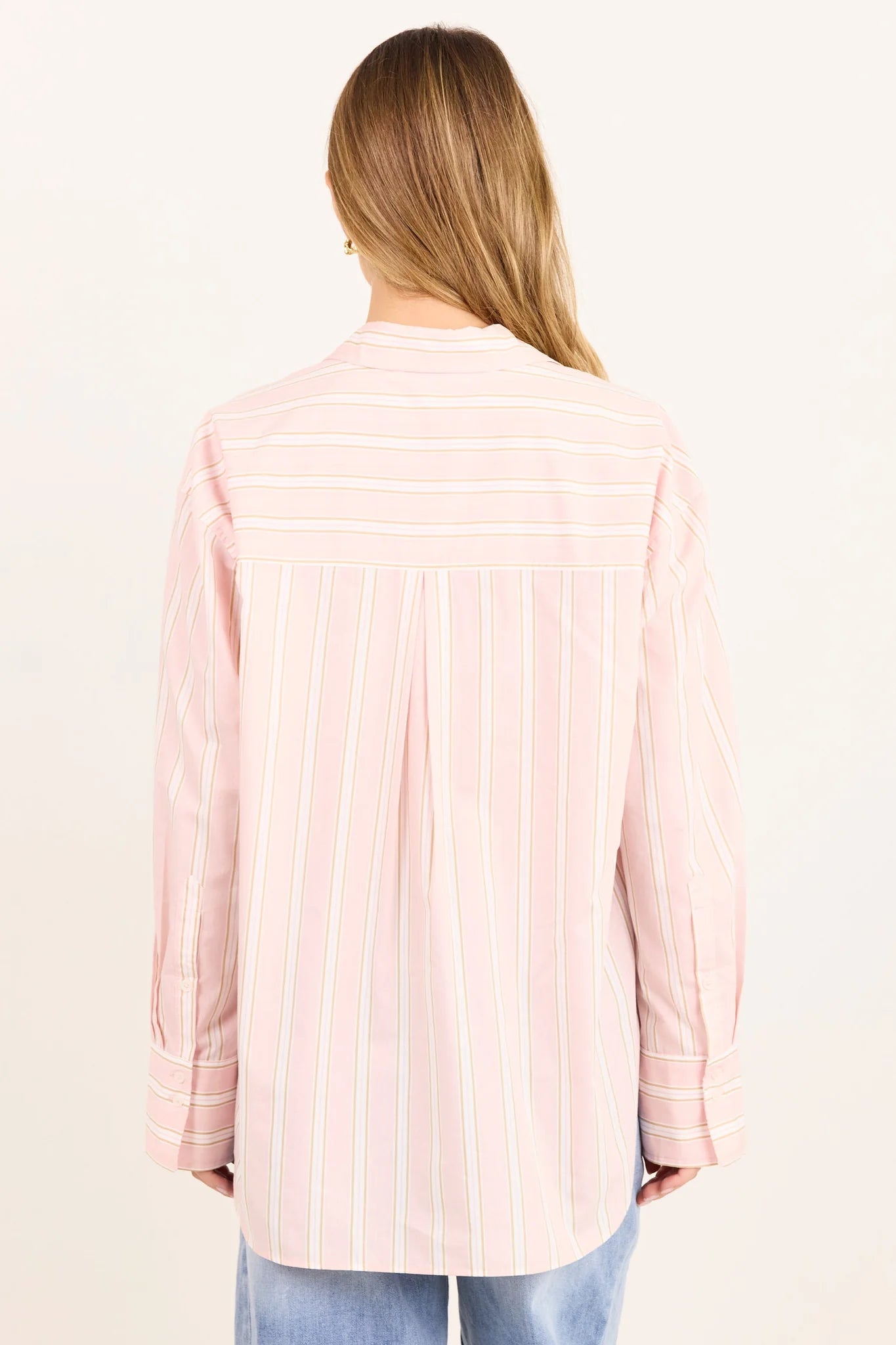 You Got This Pink Beige Stripe Oversized Boyfriend Shirt