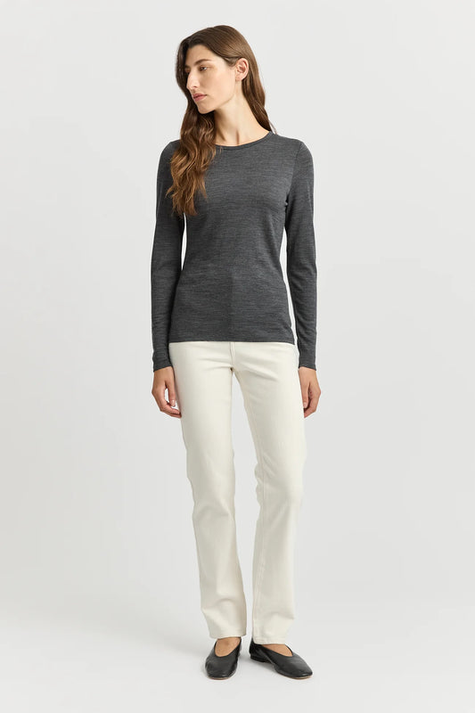 Crew merino top - Charcoal