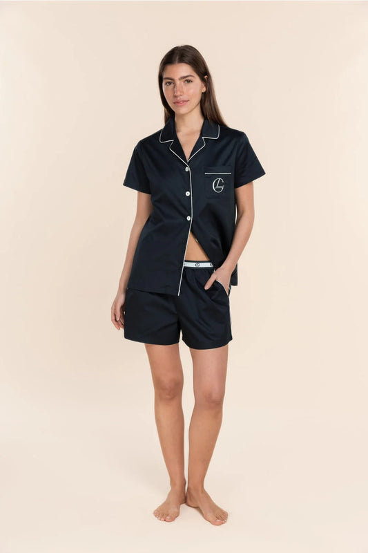 Camilla Cotton Short PJ Set - Navy
