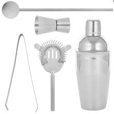 Boothby Set of 5 Stainless Steel Cocktail Set Silver
