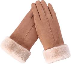 Vegan Suede Touchscreen Gloves- Tan